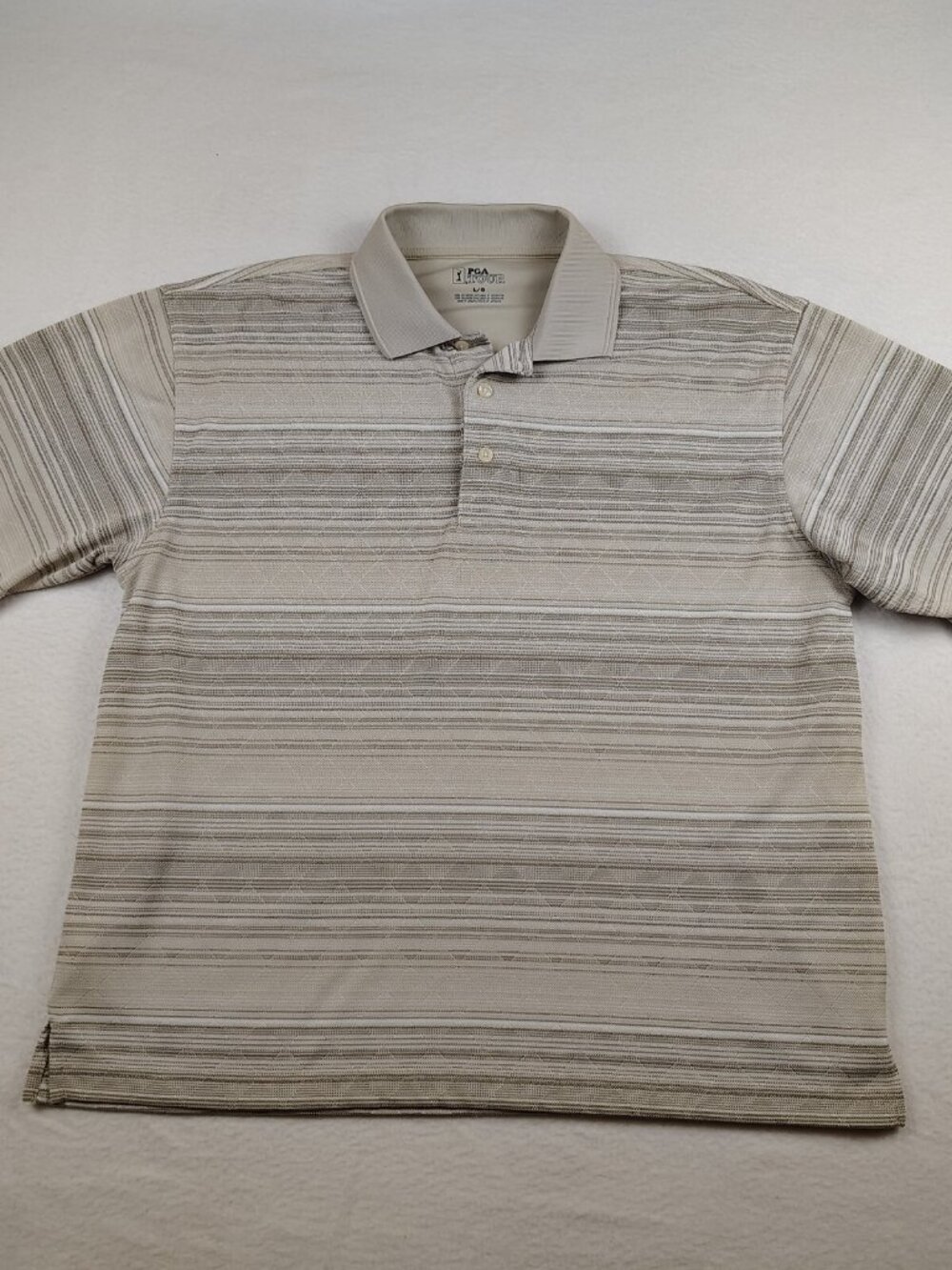 PGA Tour Polo Golf Shirt Gray Striped Mens Large
